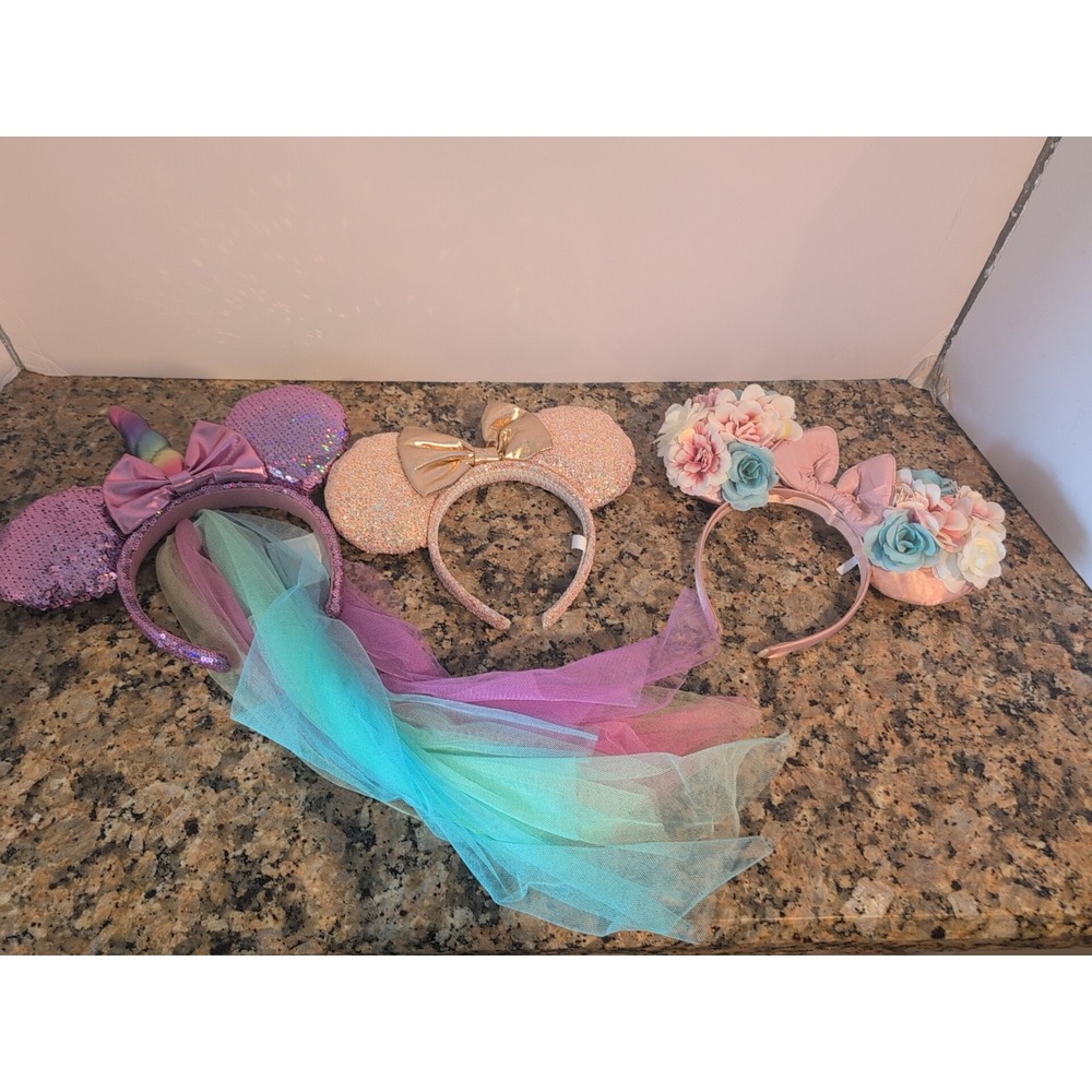 Minnie Mouse Ears Disney Headband bundle lot of 3